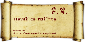 Hlavács Márta névjegykártya