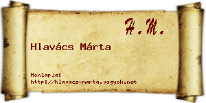 Hlavács Márta névjegykártya